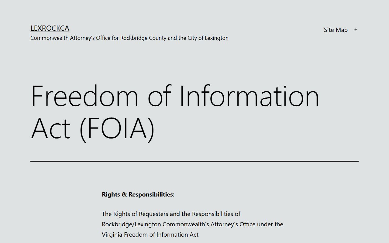 Rockbridge Lexington Commonwealth Attorney FOIA page for police records requests