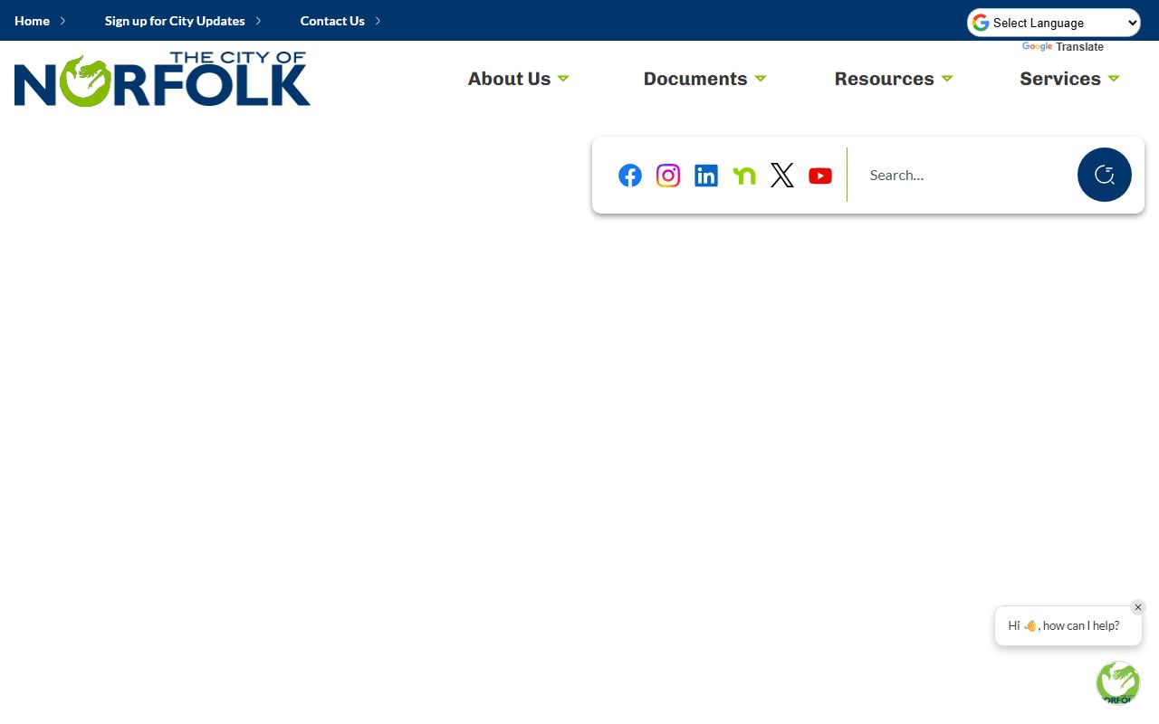 Norfolk Police Department website homepage for Norfolk police records