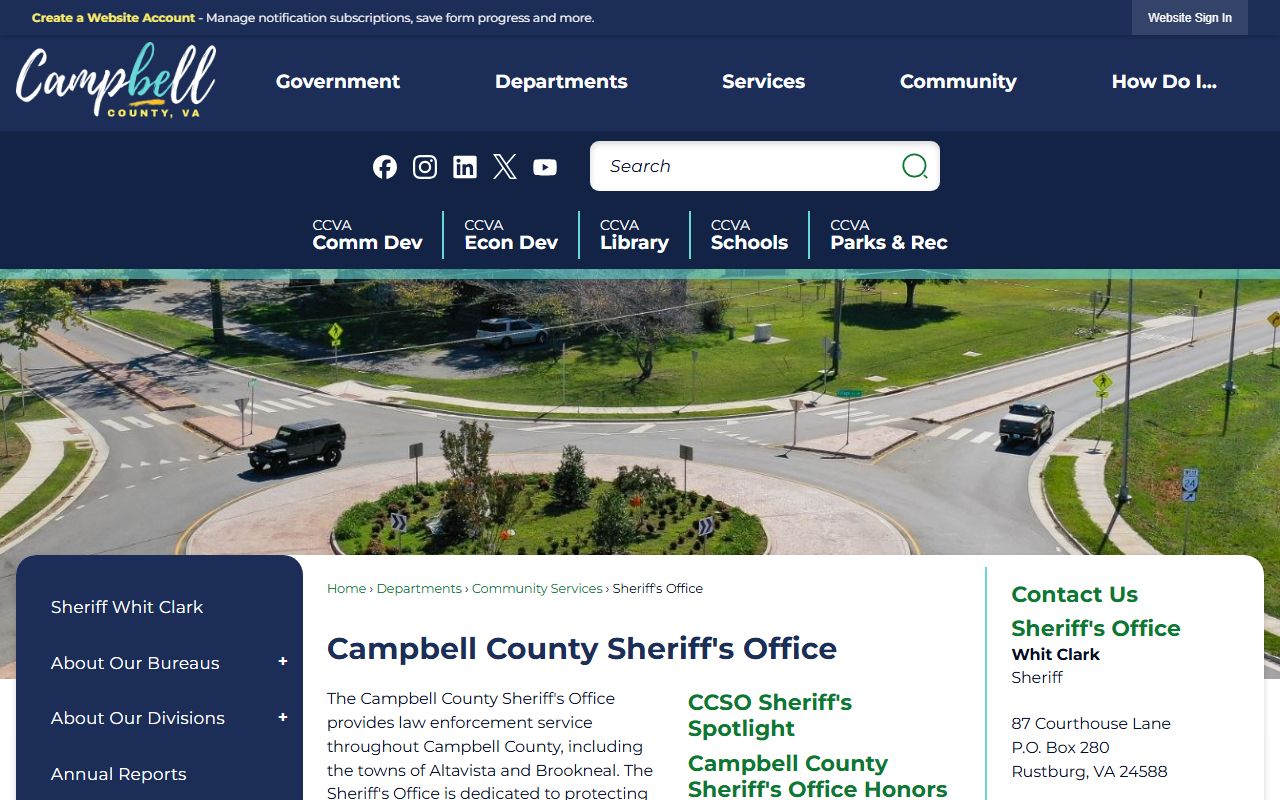 Campbell County Sheriff's Office website showing police records information