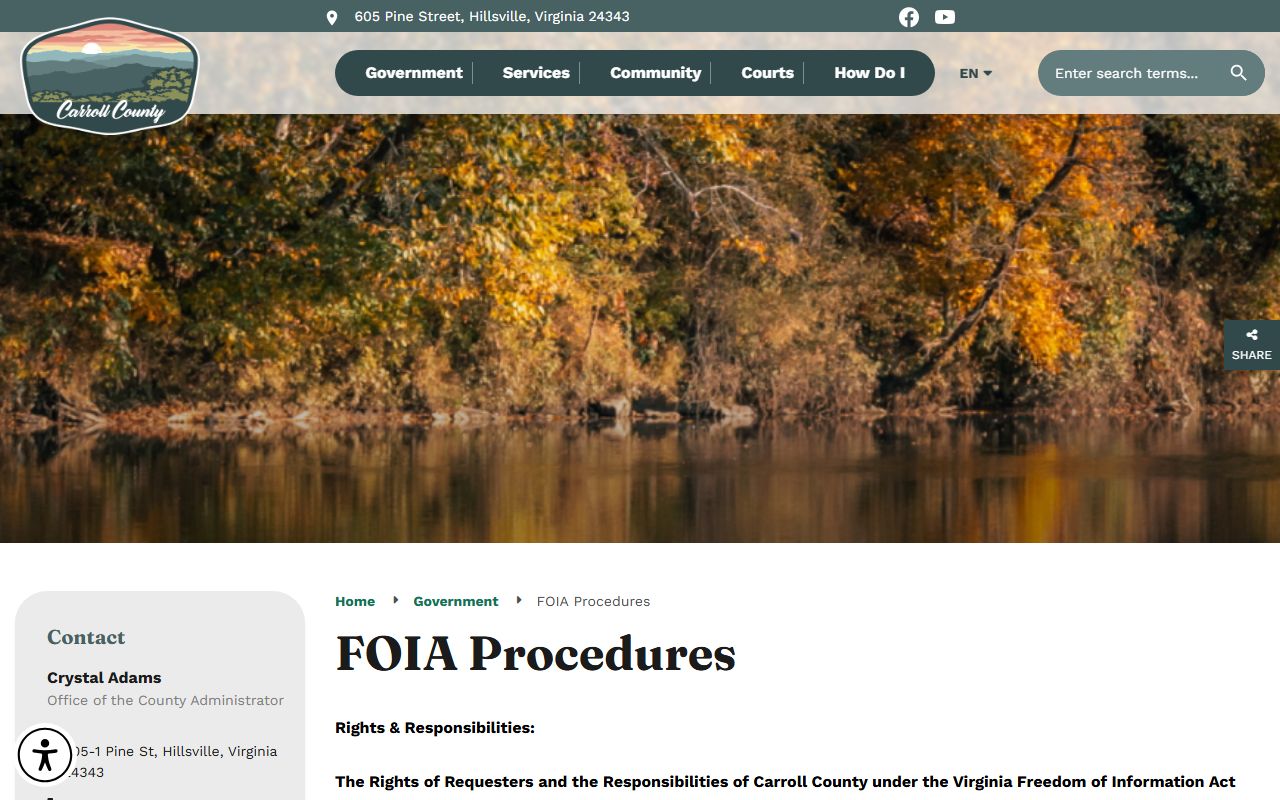 Carroll County government FOIA procedures page