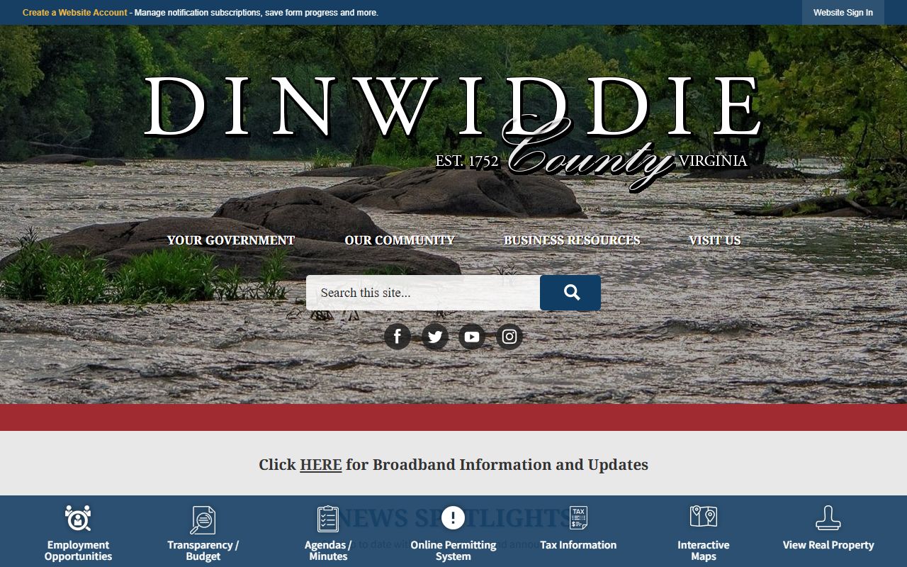 Dinwiddie County police records and county government FOIA page