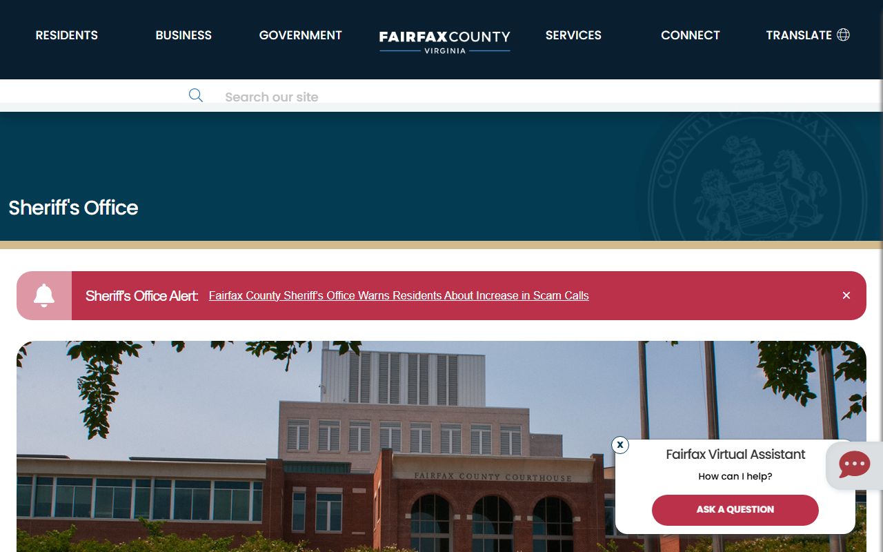 Fairfax County Sheriff's Office website for police record requests