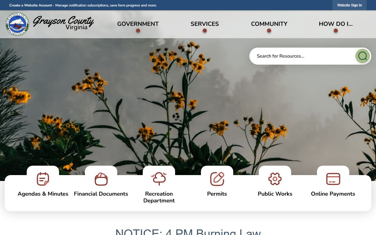 Grayson County police records and county government FOIA page