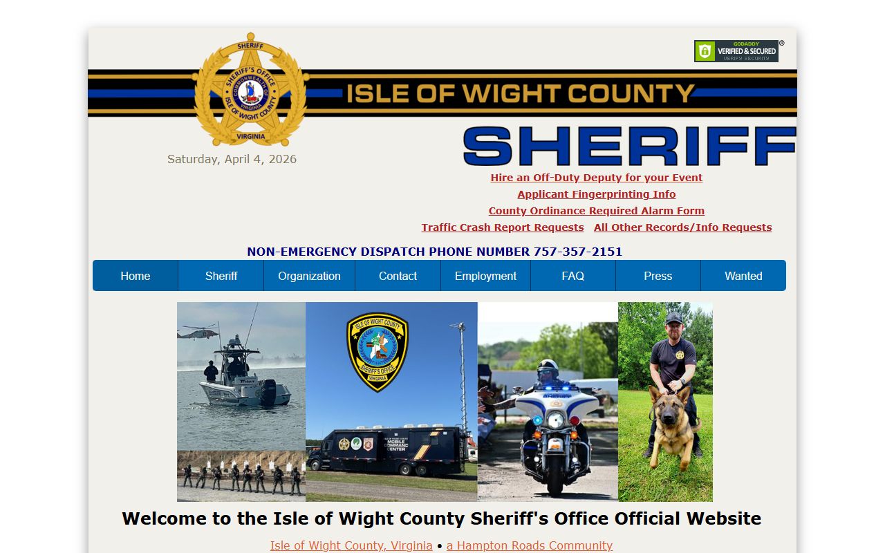 Isle of Wight County police records Sheriff's Office website