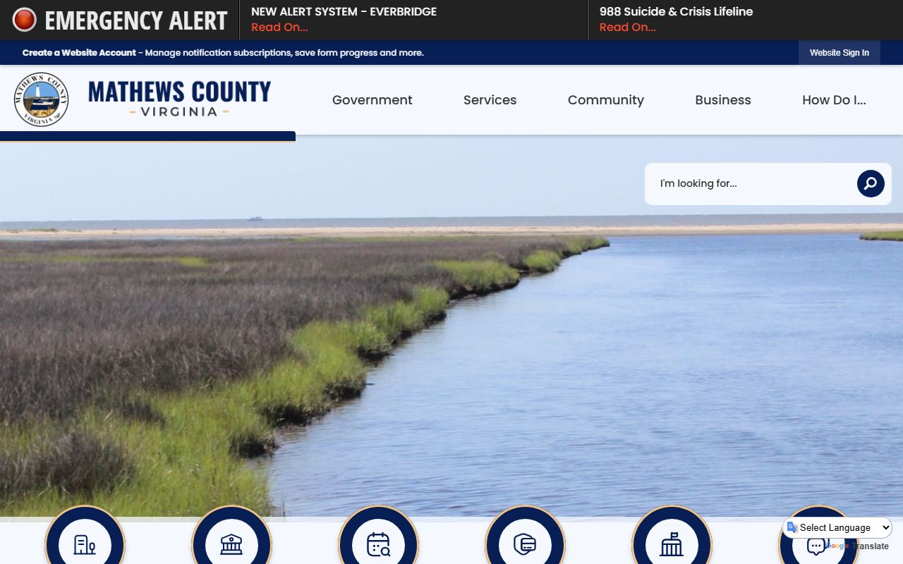 Mathews County government website for police records and FOIA requests