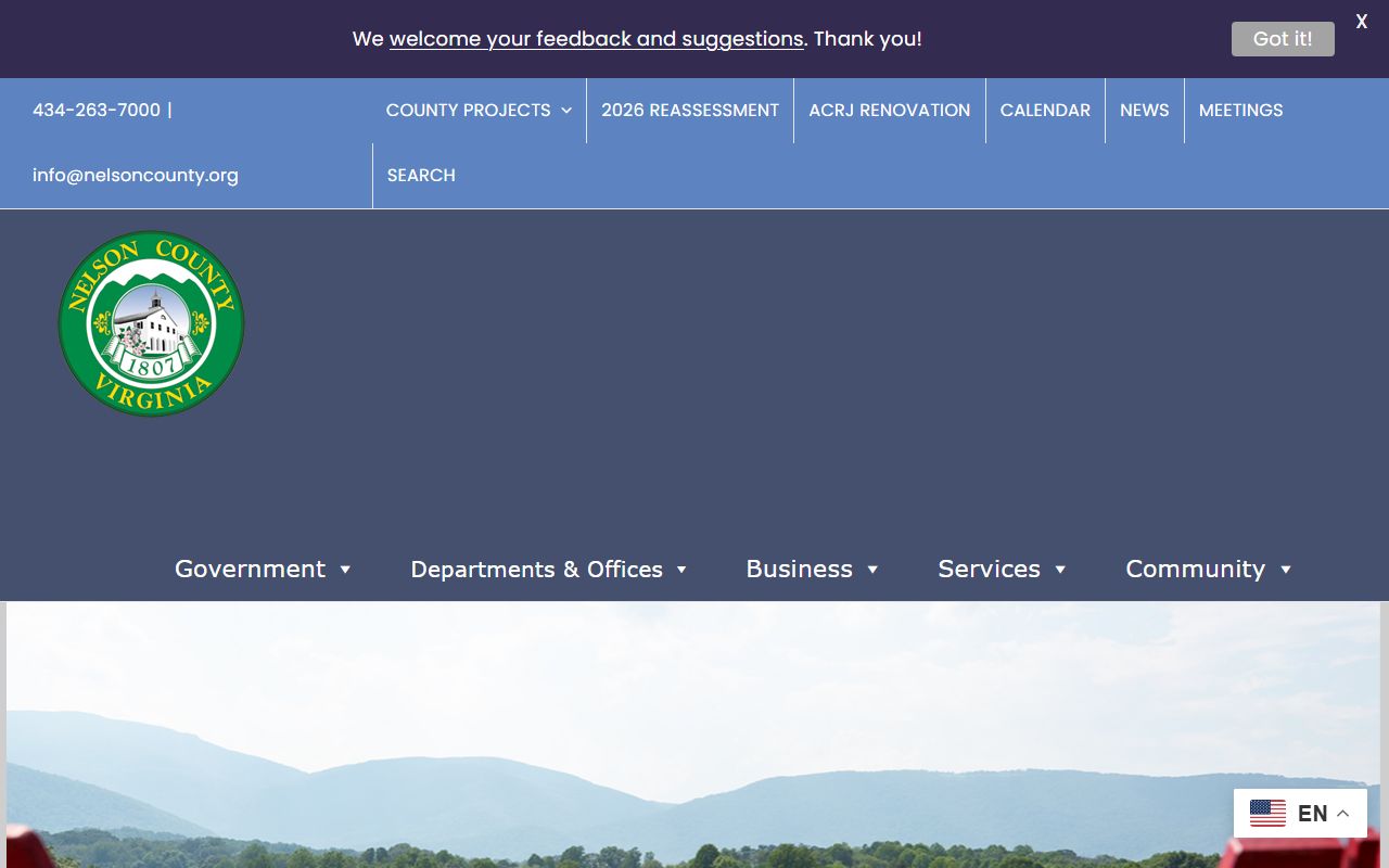 Nelson County government website for police records and FOIA requests