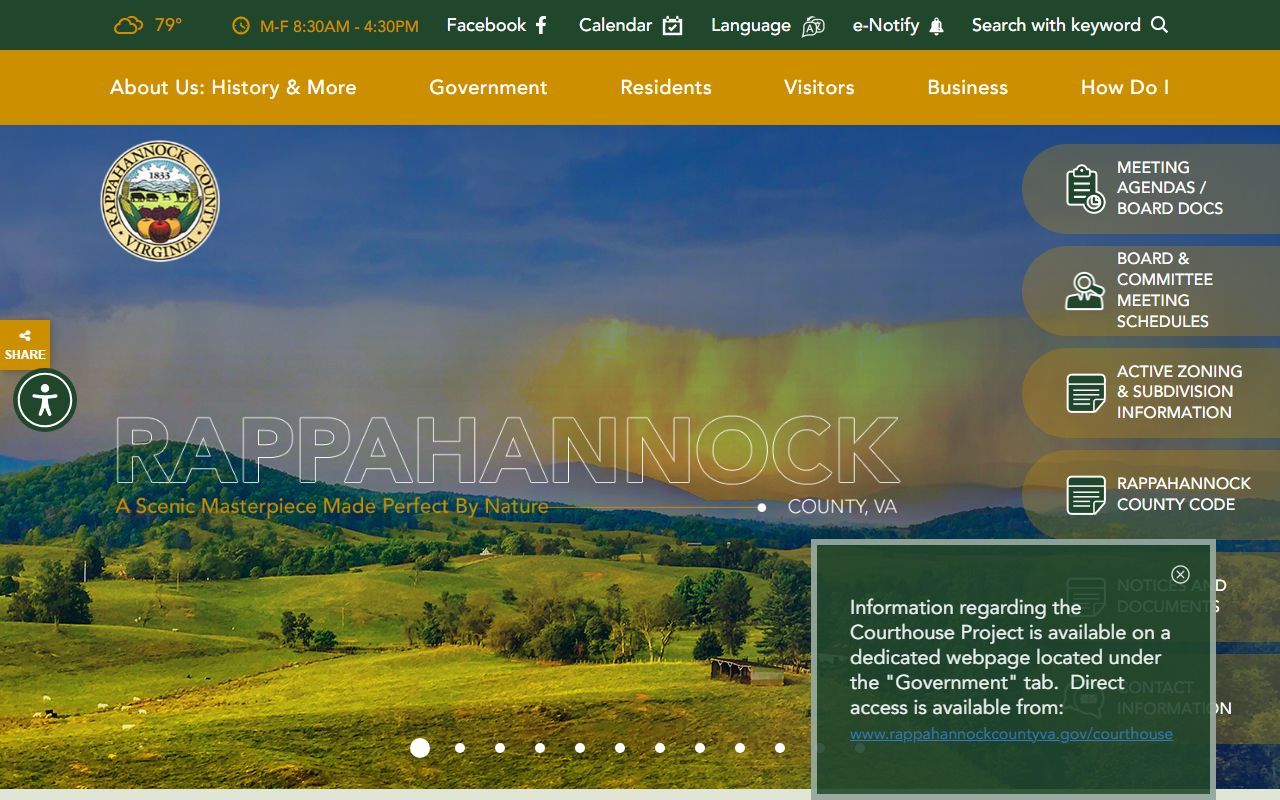 Rappahannock County government website for police records access