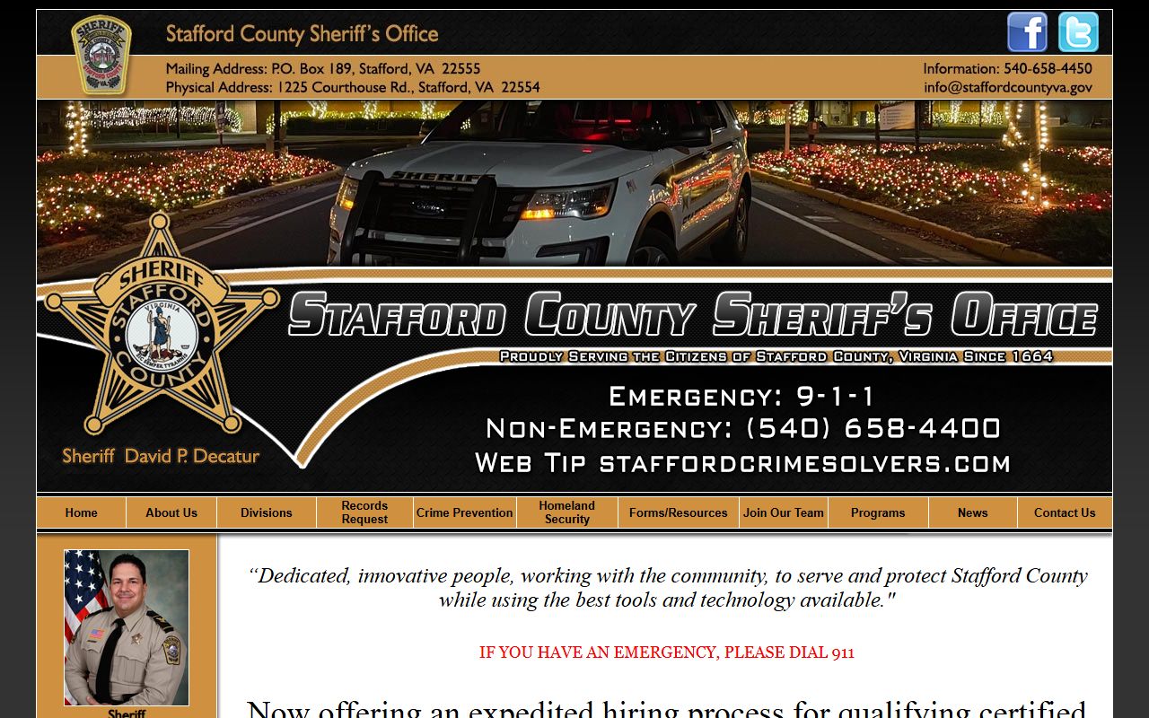 Stafford County police records access through Sheriff's Office website